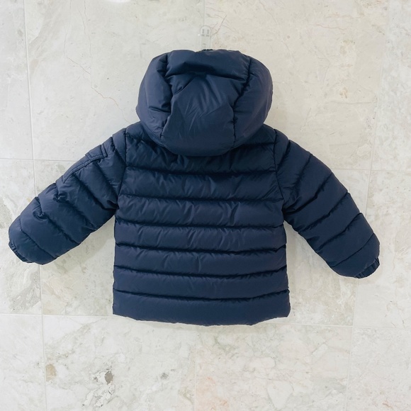 MONCLER {18-24} Puffer Coat Down Navy Blue Detachable Hood - Picture 4 of 16